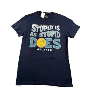 Bubba Gump Shrimp Men's Small Blue Shirt Smiley Stupid is as Stupid Does Orlando